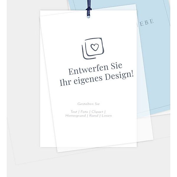 Einladungskarte Blanko Design - löschen, Postkarte hoch mit Transparentpapier (120 x 170mm)