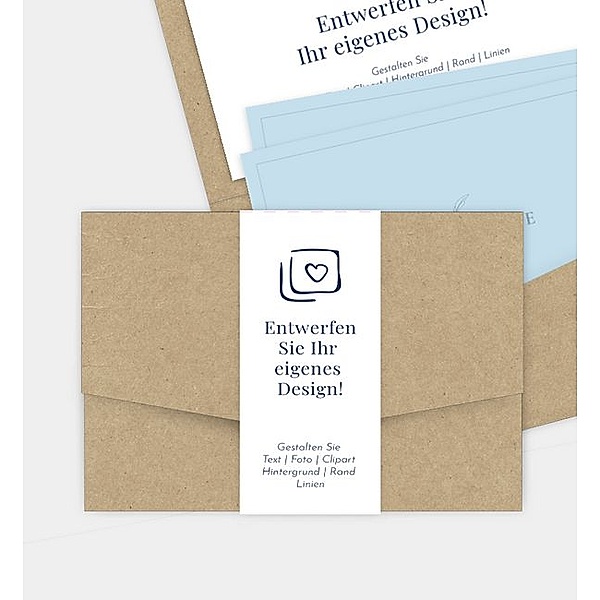 Einladungskarte Blanko Design, Pocketfold, unbedruckte Hülle (168 x 118mm)
