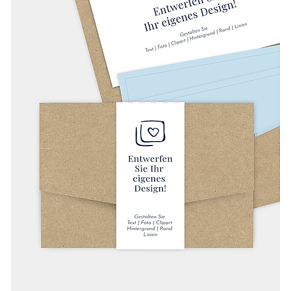 Einladungskarte Blanko Design, Pocketfold, unbedruckte Hülle (168 x 118mm)