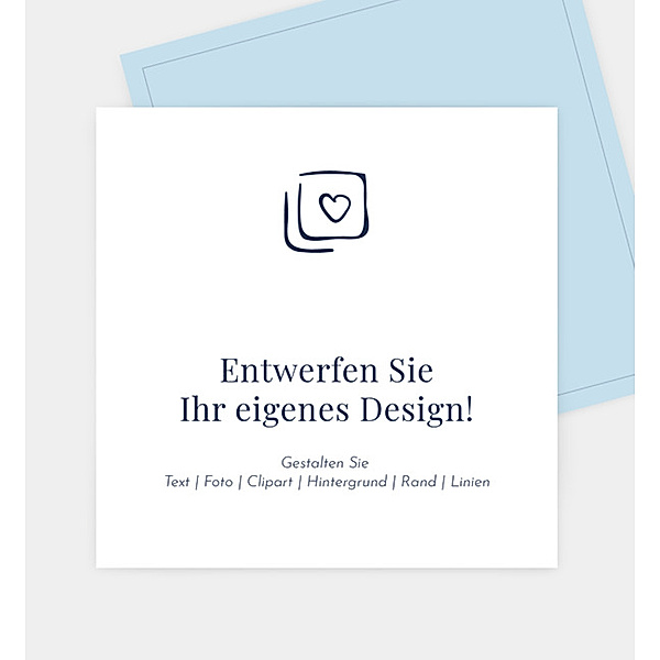 Einladungskarte Blanko Design, Postkarte quadratisch mit Schleife (145 x 145mm) mit Schleife