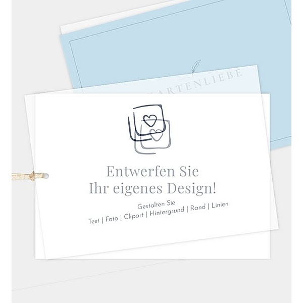 Einladungskarte Blanko Design, Postkarte quer mit Transparentpapier (170 x 120mm)