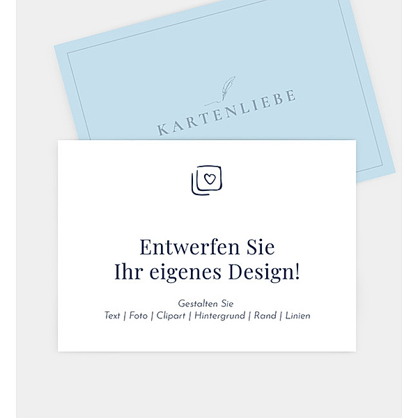 Einladungskarte Blanko Design, Postkarte quer mit Schleife (148 x 105mm) mit Schleife