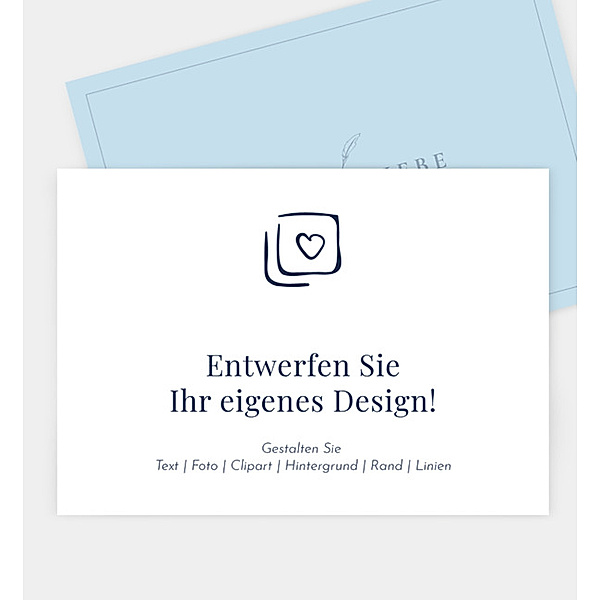Einladungskarte Blanko Design, Postkarte quer mit Schleife (170 x 120mm) mit Schleife