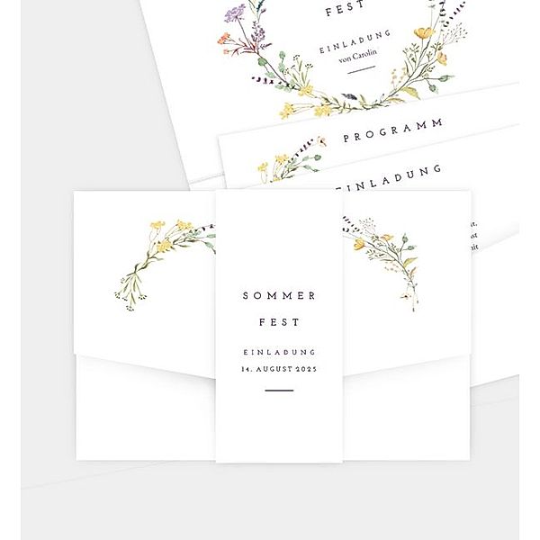 Einladungskarte Blütengarten, Pocketfold, bedruckte Hülle (168 x 118mm)