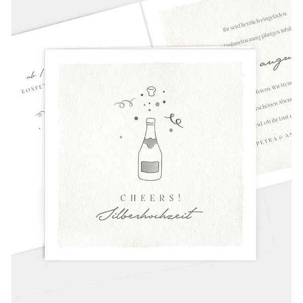 Einladungskarte Champagne, Klappkarte quadratisch (145 x 145mm)