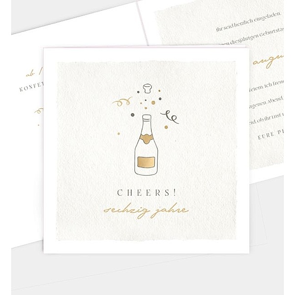 Einladungskarte Champagne, Klappkarte quadratisch (145 x 145mm)