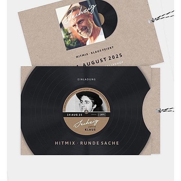 Einladungskarte Classic Vinyl, Einsteckkarte quer (168 x 115mm)