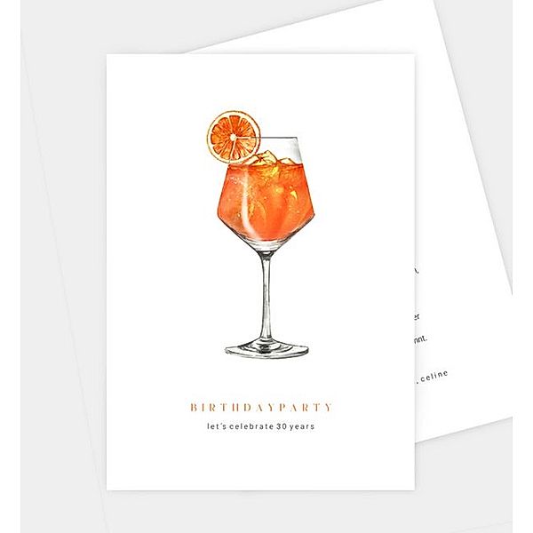 Einladungskarte Cocktailparty - Aperol, Postkarte hoch (120 x 170mm)