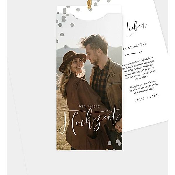 Einladungskarte Confetti Love, Einsteckkarte hoch  (103 x 213mm)