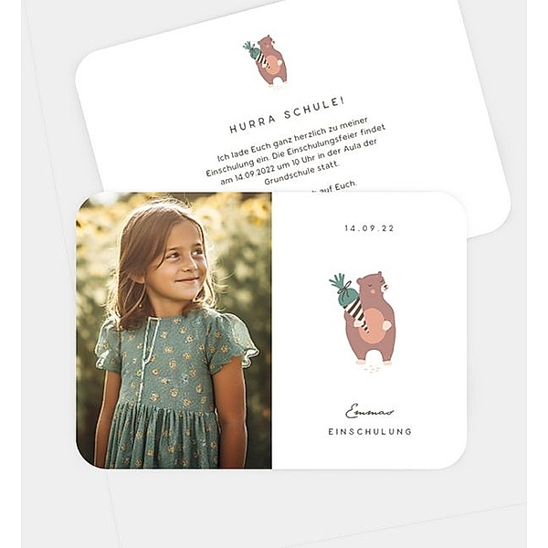 Einladungskarte Cute animals - Bear, Postkarte quer (148 x 105mm)