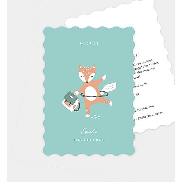 Einladungskarte Cute animals - Fox, Postkarte hoch (105 x 148mm)