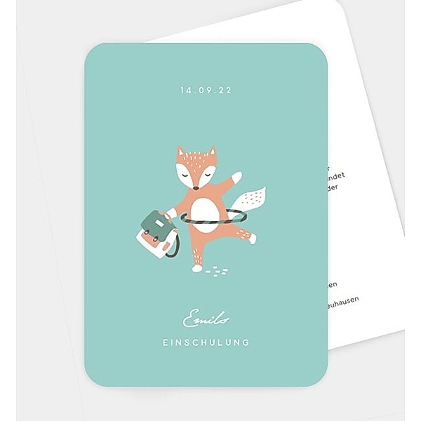 Einladungskarte Cute animals - Fox, Postkarte hoch (120 x 170mm)