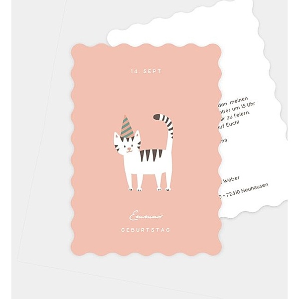 Einladungskarte Cute Cat, Postkarte hoch (105 x 148mm)
