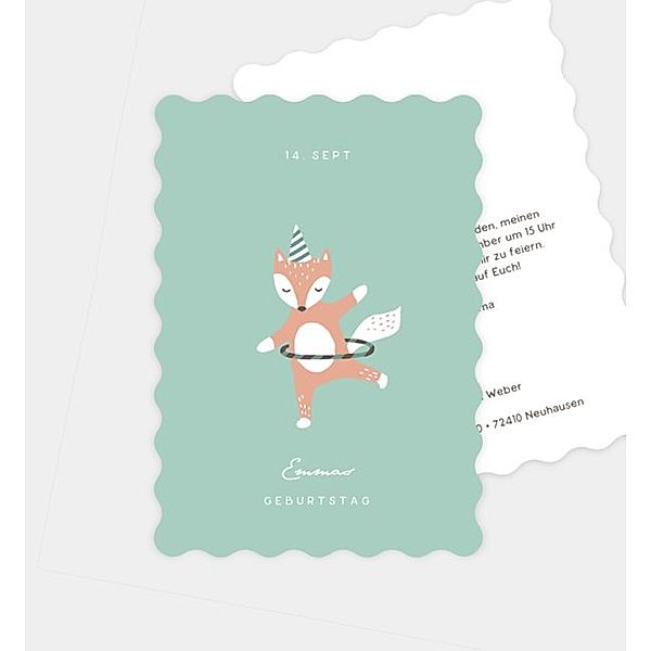 Einladungskarte Cute Fox, Postkarte hoch (105 x 148mm)