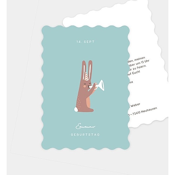Einladungskarte Cute Rabbit, Postkarte hoch (105 x 148mm)
