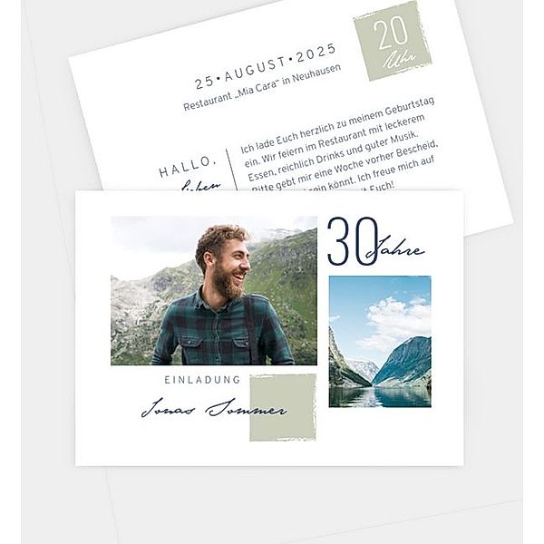 Einladungskarte Dezente Collage, Postkarte quer (148 x 105mm)