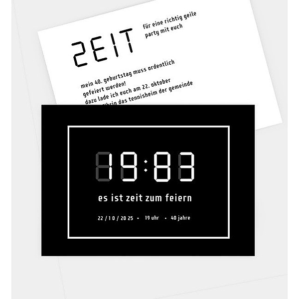 Einladungskarte Digital Clock, Postkarte quer (148 x 105mm)