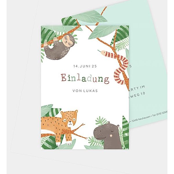 Einladungskarte Dschungel, Postkarte hoch (105 x 148mm)