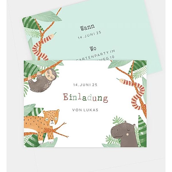 Einladungskarte Dschungel, Postkarte quer (148 x 105mm)
