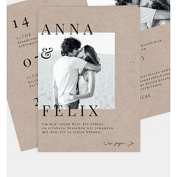 Einladungskarte Editorial wedding style · crafty, Klappkarte hoch (120 x 170mm)