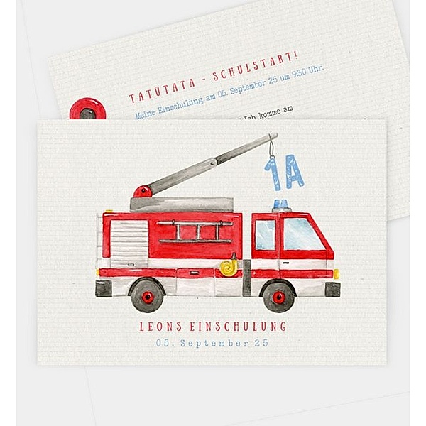 Einladungskarte Feuerwehr, Postkarte quer (170 x 120mm)