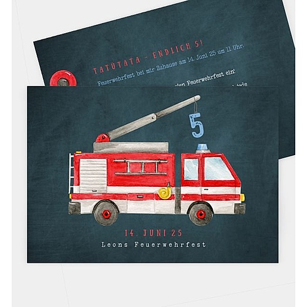 Einladungskarte Feuerwehr, Postkarte quer (170 x 120mm)