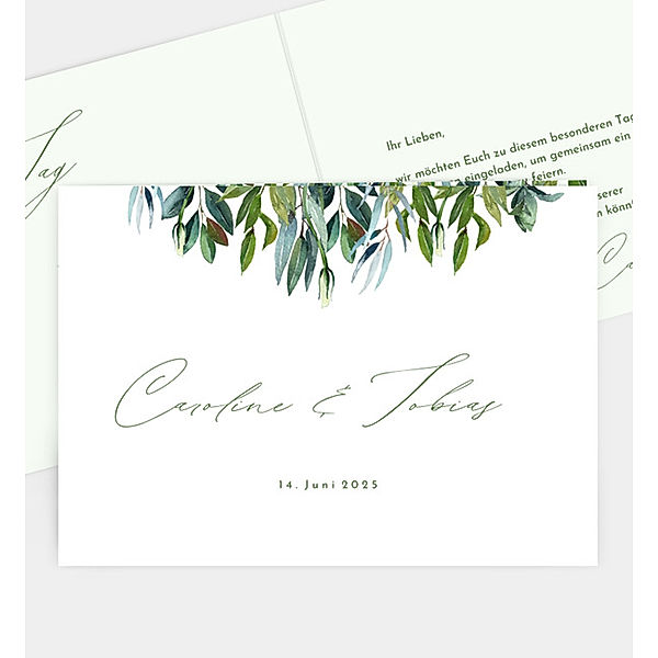 Einladungskarte Flora, Klappkarte quer (170 x 120mm)