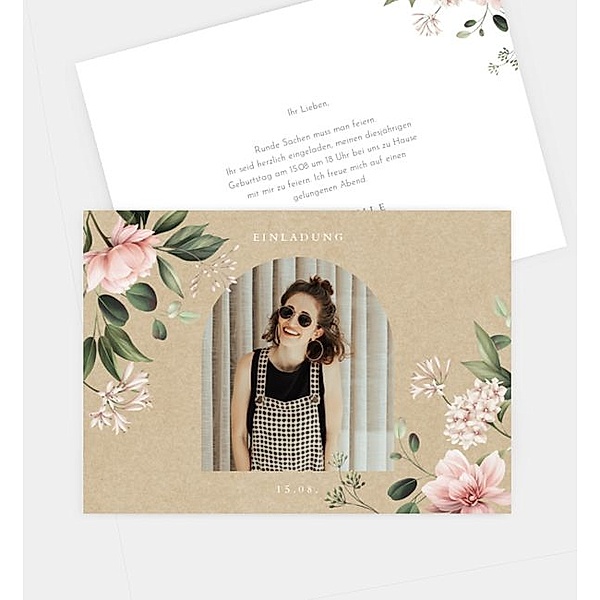 Einladungskarte Flower Arc Crafty, Postkarte quer (148 x 105mm)