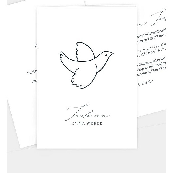 Einladungskarte Fly little Bird, Klappkarte hoch (120 x 170mm)