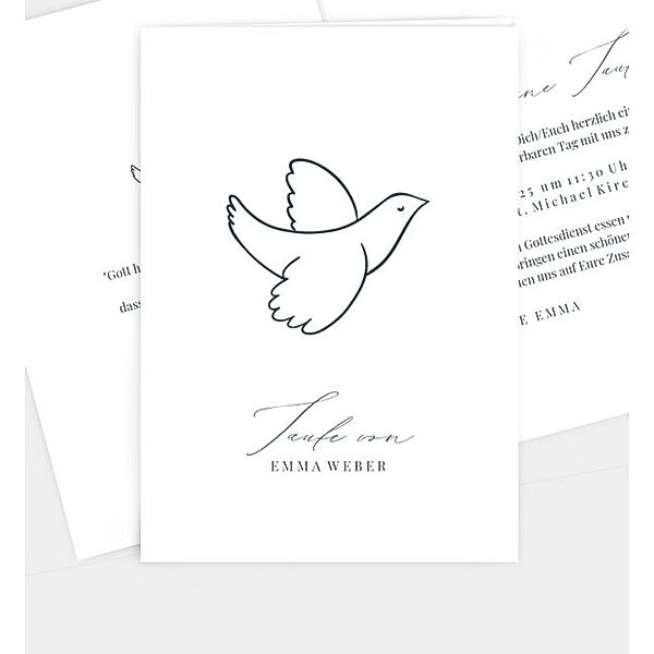 Einladungskarte Fly little Bird, Klappkarte hoch (120 x 170mm)