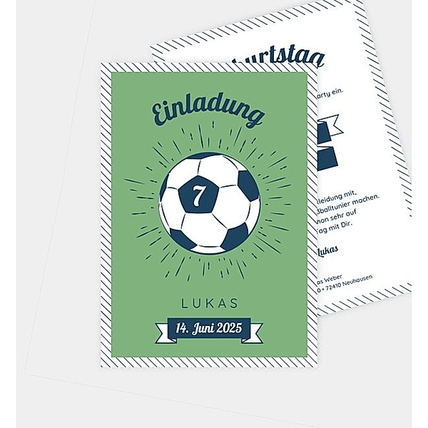 Einladungskarte Fussball, Postkarte hoch (105 x 148mm)