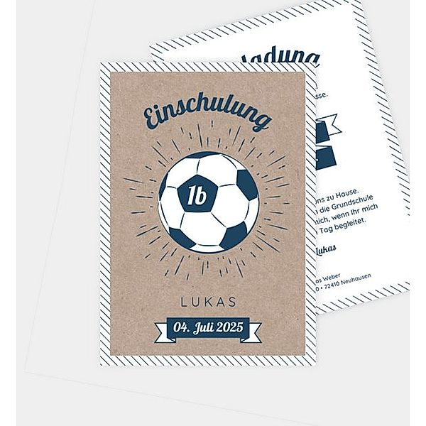 Einladungskarte Fussball · Vintage, Postkarte hoch (105 x 148mm)