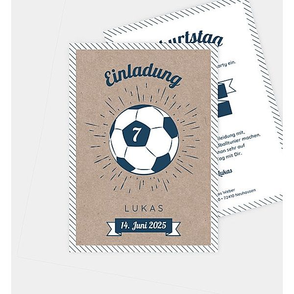Einladungskarte Fussball · Vintage, Postkarte hoch (105 x 148mm)