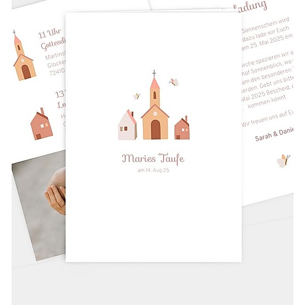 Einladungskarte Holy Village, Klappkarte hoch (120 x 170mm)
