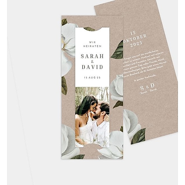 Einladungskarte Magnolia, Fotostreifen mit Tasche (90 x 210mm)
