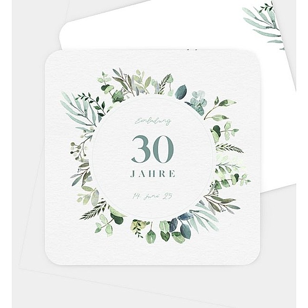 Einladungskarte Minty Flower · Crafty, Postkarte quadratisch (145 x 145mm)