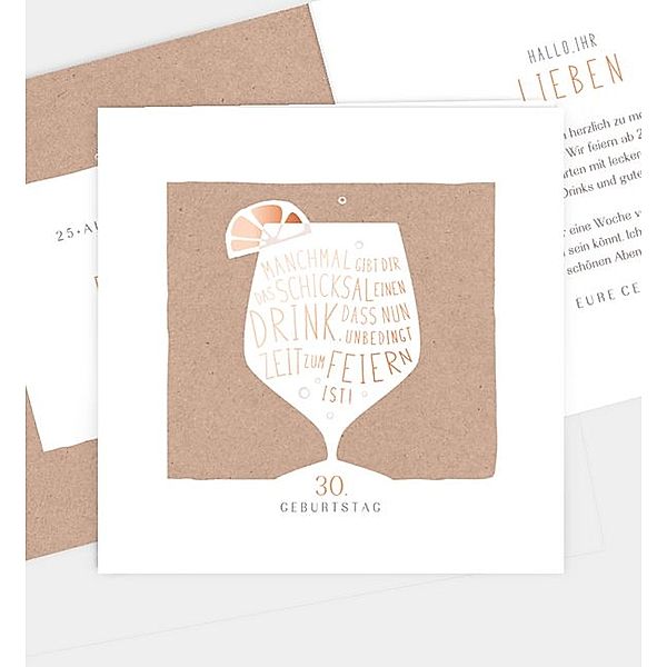Einladungskarte Modern Drink · Crafty, Klappkarte quadratisch (145 x 145mm)