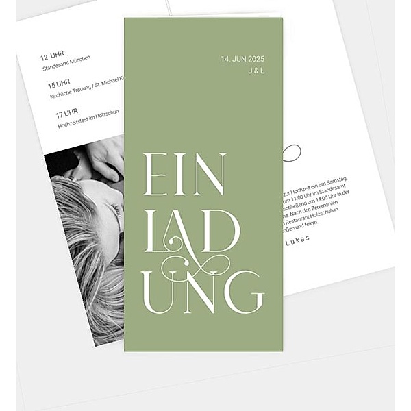 Einladungskarte Modern Font, Klappkarte hoch (100 x 210mm)