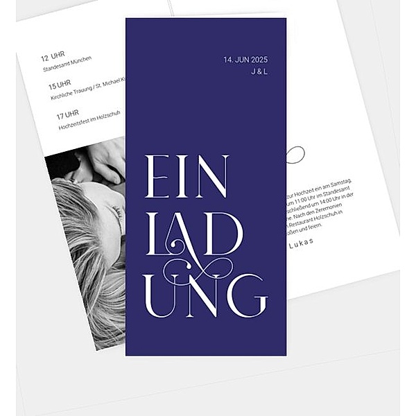 Einladungskarte Modern Font, Klappkarte hoch (100 x 210mm)