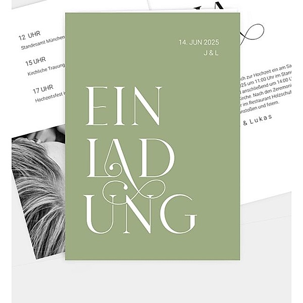 Einladungskarte Modern Font, Klappkarte hoch (120 x 170mm)