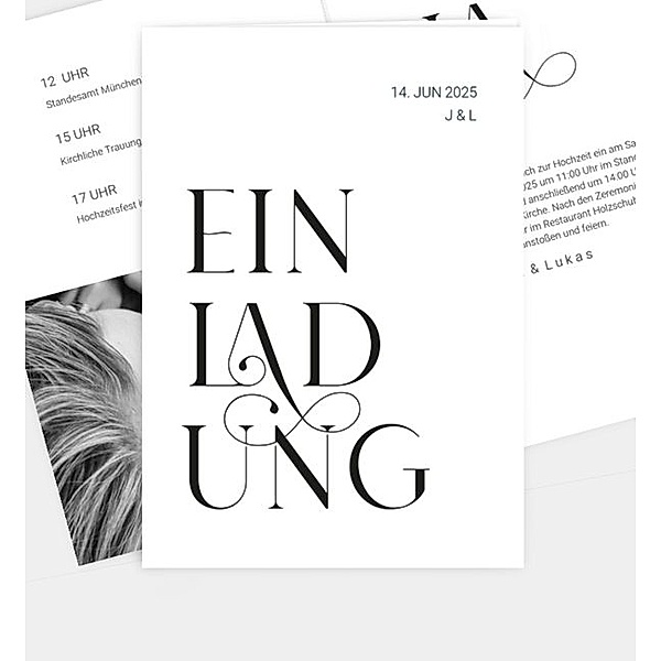 Einladungskarte Modern Font, Klappkarte hoch (120 x 170mm)