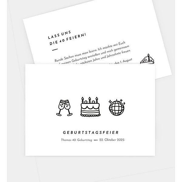 Einladungskarte Party Icons · Mottos, Postkarte quer (148 x 105mm)