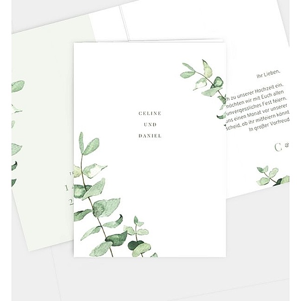 Einladungskarte Simple Green, Klappkarte hoch (105 x 148mm)
