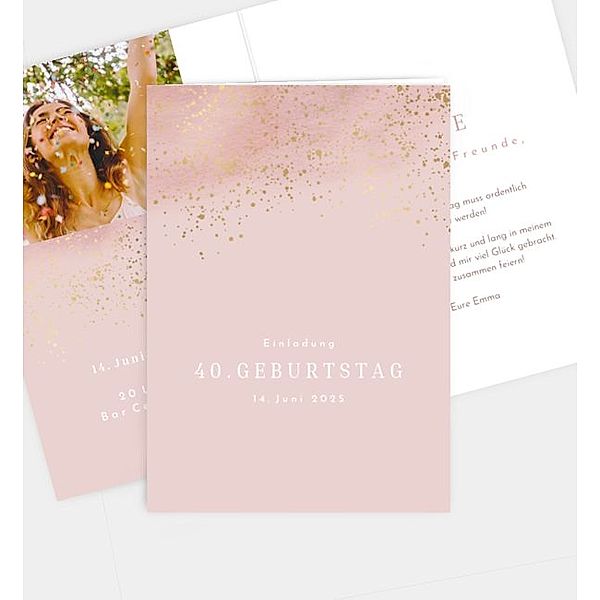Einladungskarte Soft Glitter, Klappkarte hoch (105 x 148mm)