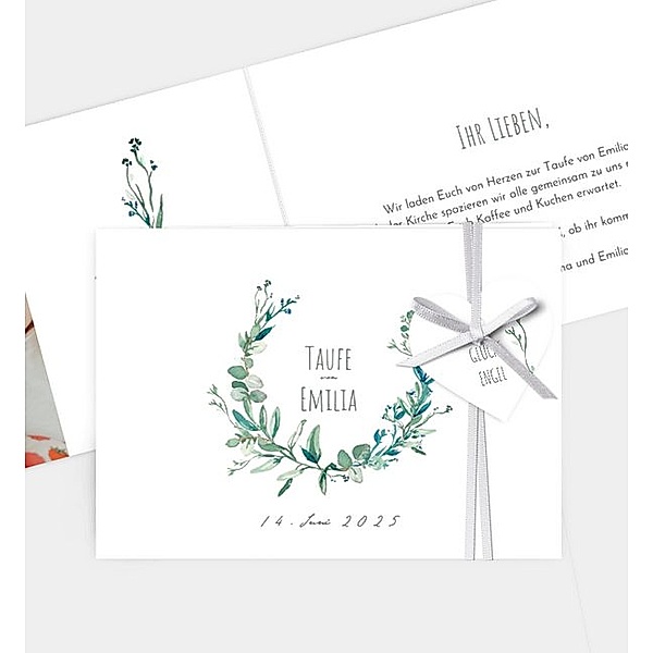 Einladungskarte Soft Green, Klappkarte quer (148 x 105mm)