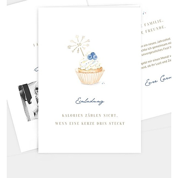 Einladungskarte Sparkling Cupcake, Klappkarte hoch (120 x 170mm)