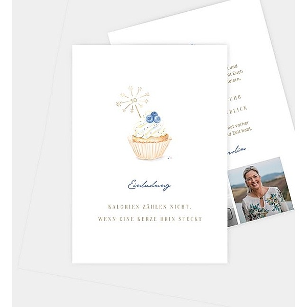 Einladungskarte Sparkling Cupcake, Postkarte hoch (105 x 148mm)