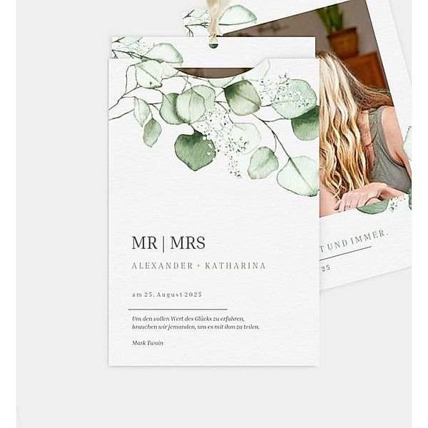 Einladungskarte Sweet Eucalyptus, Einsteckkarte hoch  (115 x 168mm)