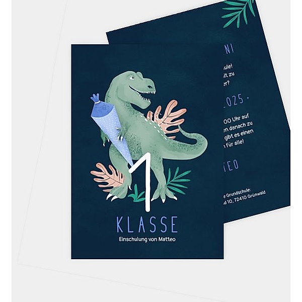 Einladungskarte Tyrannosaurus, Postkarte hoch (105 x 148mm)