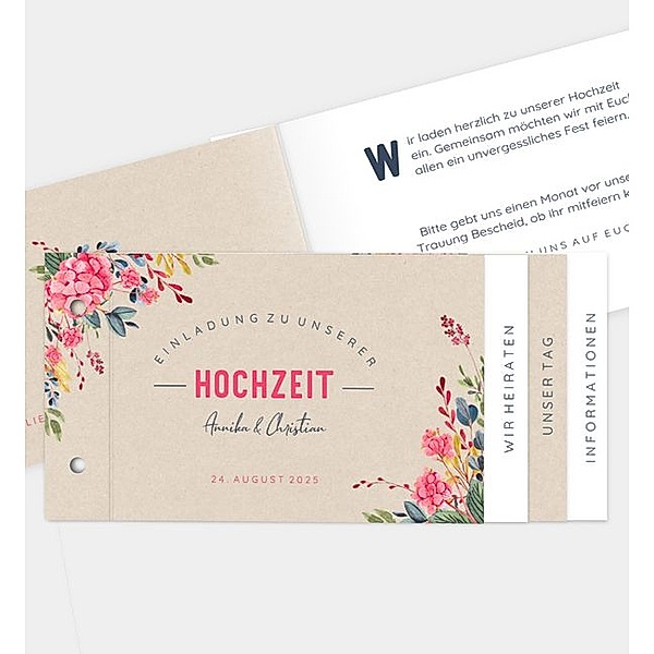 Einladungskarte Vivid Florals, Booklet (210 x 100mm)